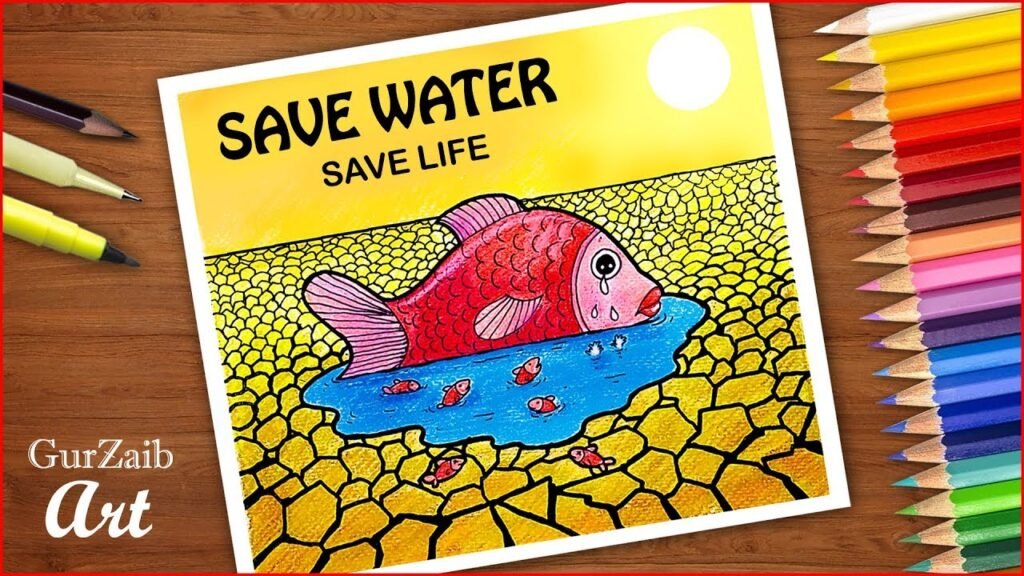 Save Water Drawing Sketch 13 -