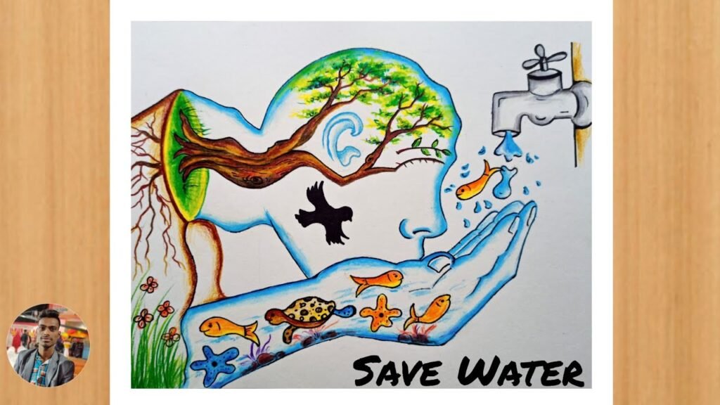 Save Water Drawing Sketch 18 -