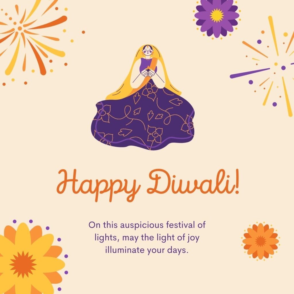 Beige Colorful Illustration Happy Diwali Instagram Post -